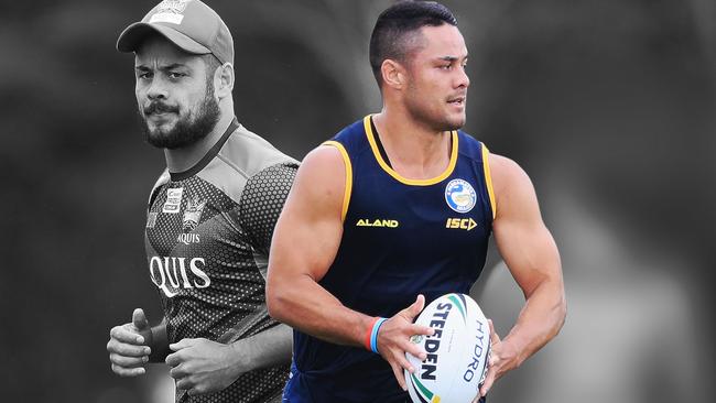 Jarryd Hayne cut a lean figure at his first session back with the Eels.