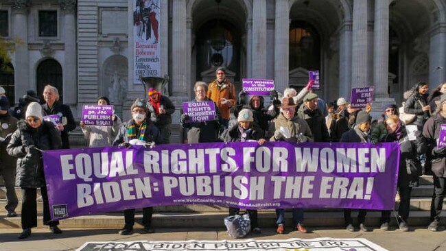 Supporters rallying last month in New York for the ERA to become the 28th Amendment. Picture: Milo Hess/Zuma Press/WSJ