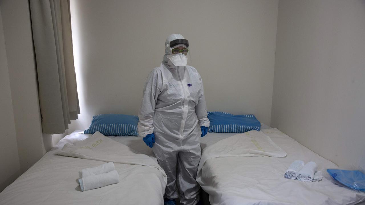 Israeli professor Galia Rahavm, the head of infectious diseases, stands in one of the rooms where Israelis returning from China will stay under observation and isolation to control the spread of the coronavirus. Picture: Heidi Levine/AFP