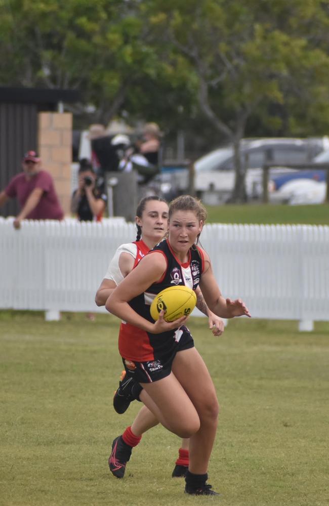 Alana Gee in the North Mackay Saints and Eastern Swans clash in the senior women's McDonald's Mackay Cup, August 21, 2021. Picture: Matthew Forrest