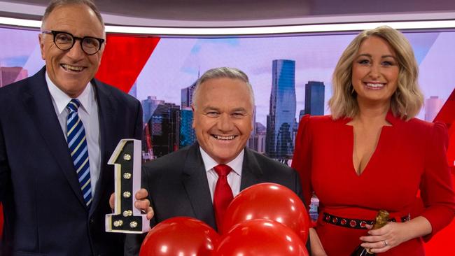 Channel 7 sport presenter Tim Watson, news presenter Peter Mitchell and weather presenter Jane Bunn. Picture: Supplied