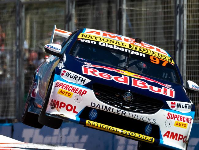 SURFERS PARADISE, AUSTRALIA - OCTOBER 28: (EDITORS NOTE: A polarizing filter was used for this image.)  Shane van Gisbergen driver of the #97 Red Bull Ampol Holden Commodore ZB during the Gold Coast 500 round of the 2022 Supercars Championship Season at  on October 28, 2022 in Surfers Paradise, Australia. (Photo by Daniel Kalisz/Getty Images)