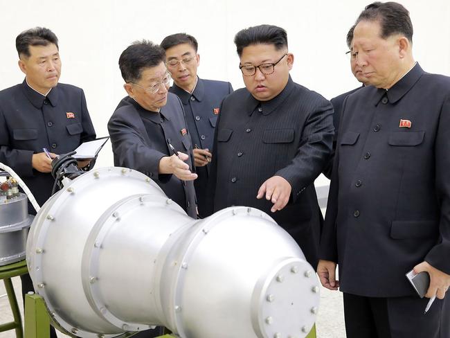 North Korea claimed it successfully tested a hydrogen bomb which can be loaded into the country’s new intercontinental ballistic missile. Picture: KCNA/AFP