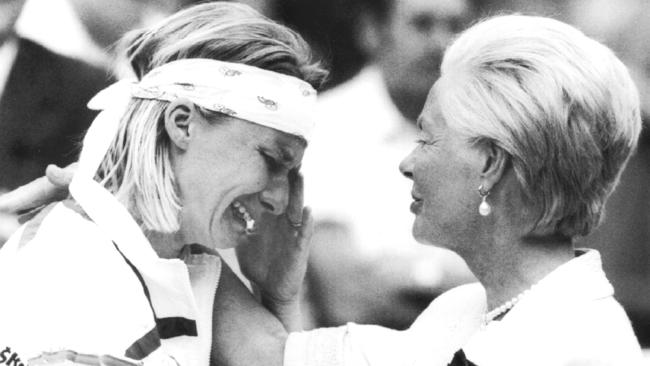 The Duchess of Kent consoles Jana Novotna after losing the Wimbledon ladies singles final in 1993. 