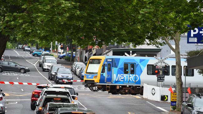 The level crossing removal works have turned Union Rd, Surrey Hills, into a construction zone. Picture: Josie Hayden