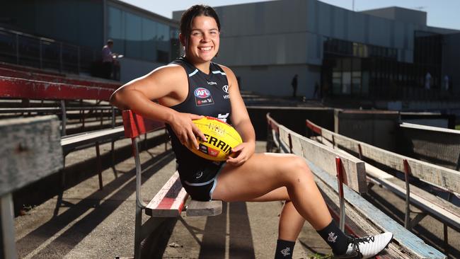 Maddy Prespakis has dominated in the Carlton midfield this season, despite being new to the competition. Picture: Alex Coppel