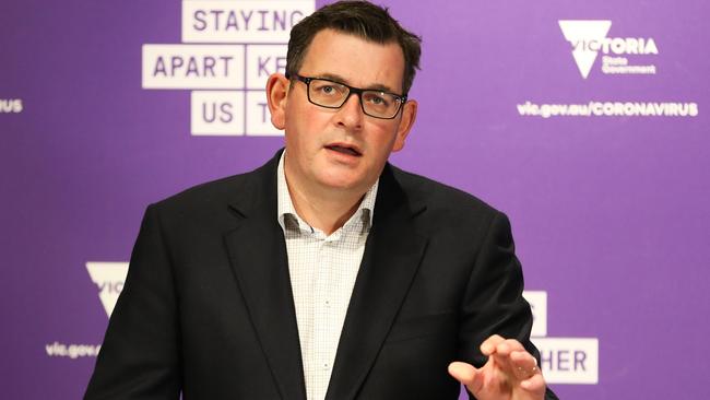 Premier Daniel Andrews confirmed six Victorians have died from coronavirus in the 24 hours between Thursday and Friday’s briefings. Picture: Asanka Ratnayake/Getty