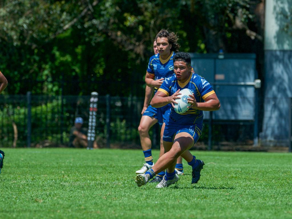 Ocean Vaivela has got across the line for the Eels in Harold Matts. Picture: Thomas Lisson