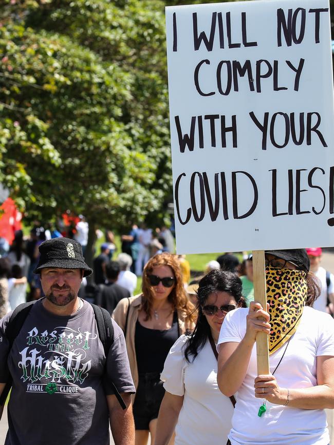 Bearing banners and posters with slogans, the crowd marched through the city. Picture: NCA Newswire / Gaye Gerard
