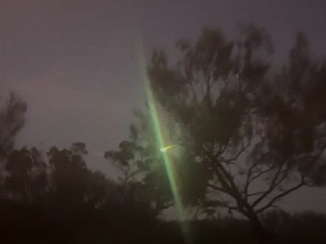 The ‘fireball’ meteor left a green trail in its wake Picture: Supplied