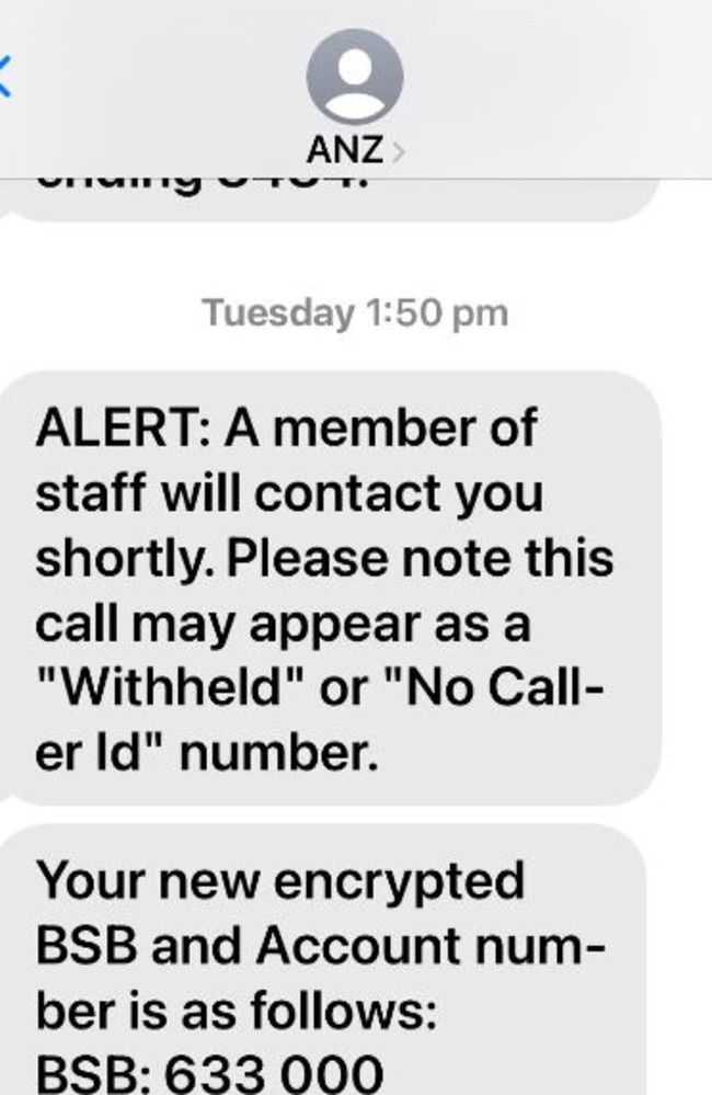 Paul explained that the text came from ANZ's official number. Picture: Supplied