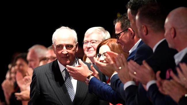 Paul Keating arrives at the Labor Party campaign launch. Picture: AAP.