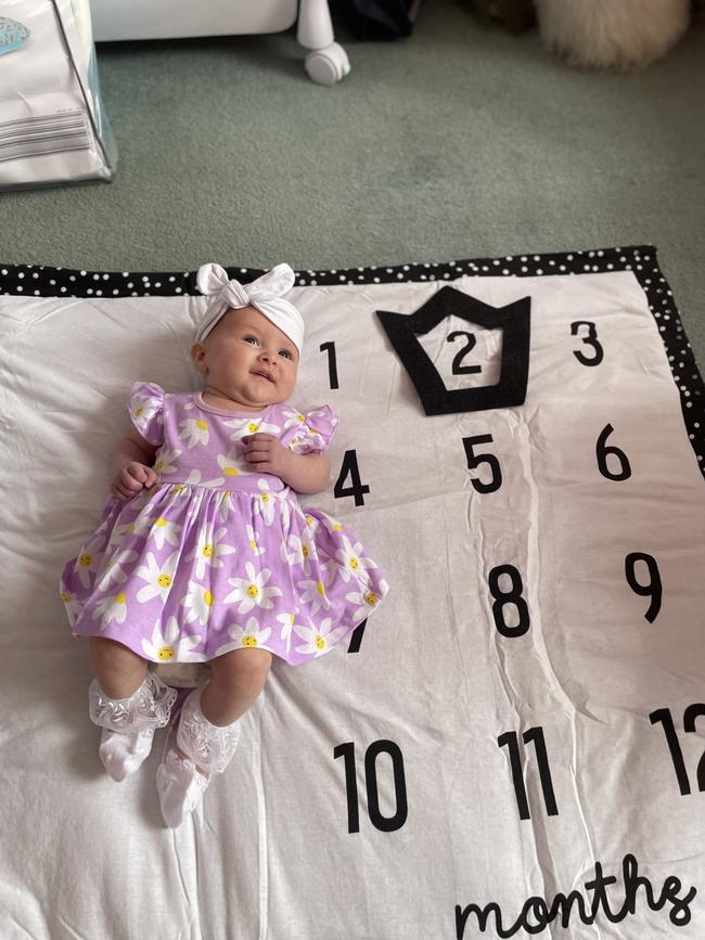 Lotti Cronin, nine weeks old. This is Lotti Lou who is nine weeks old and was born on Valentines Day. Lotti is very bright and bubbly with the cutest smile.