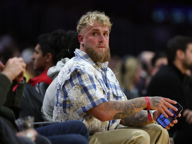 Jake Paul looks at a Los Angeles Lakers game in LA last month. Picture: Getty Images