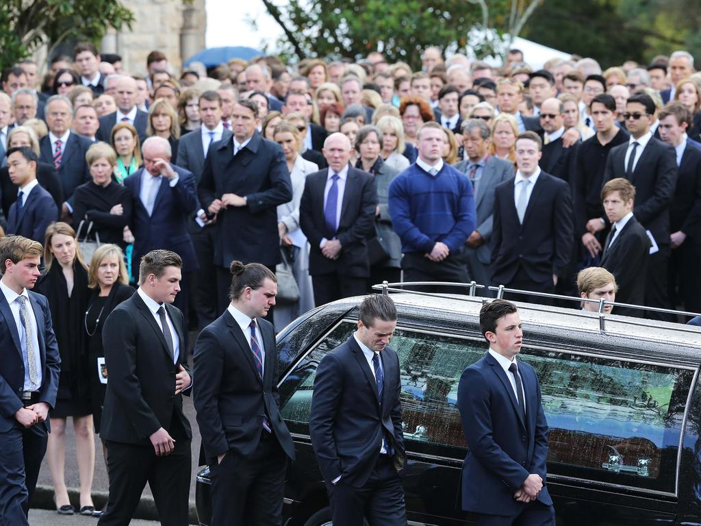 Mrs Kelly still feels guilt that she failed to save her second son. Pictured, his funeral in Parramatta in 2016. Picture: Craig Greenhill