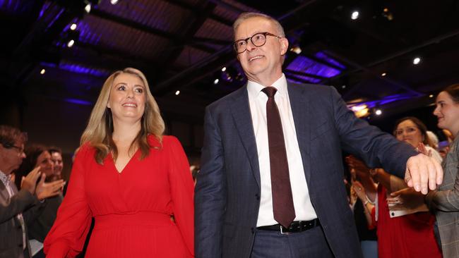 Anthony Albanese and Jodie Haydon during the 2022 Federal Election. Picture: Sam Ruttyn