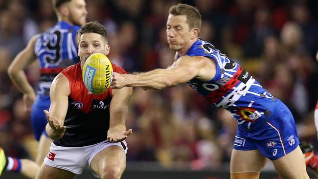 Dale Morris spoils Jesse Hogan. Picture: Michael Klein