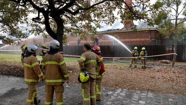 Crews at the scene in South Yarra. Picture: Andrew Henshaw