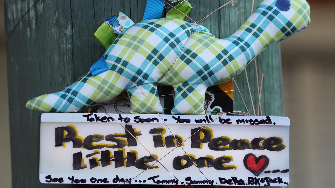 A gut-wrenching tribute left at the scene of the boy’s death. “Rest in Peace little one, see you one day.” Picture John Grainger