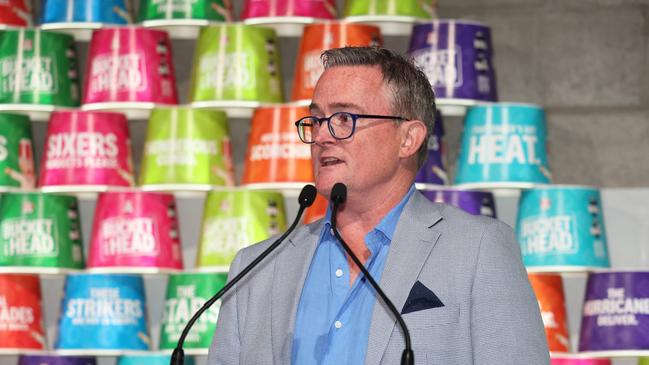 BRISBANE, AUSTRALIA - DECEMBER 13: Alistair Dobson speaks during the BBL Season Launch at The Joinery on December 13, 2024 in Brisbane, Australia. (Photo by Mackenzie Sweetnam/Getty Images for Cricket Australia)