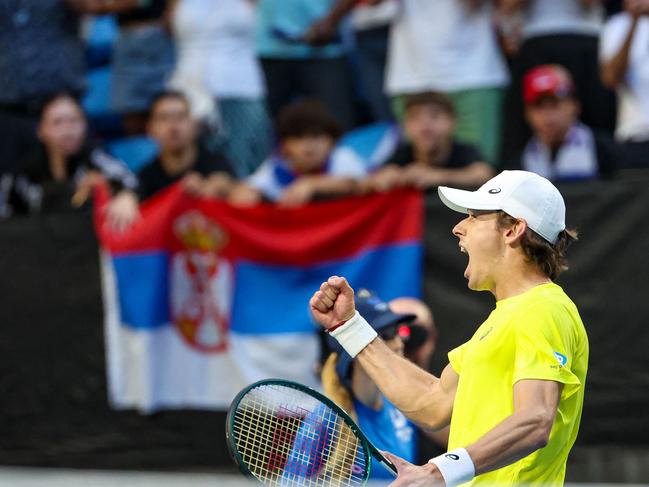 Alex de Minaur has rebounded before – defeating Novak Djokovic at the United Cup 12 months after a bruising Australian Open defeat. Picture: AFP