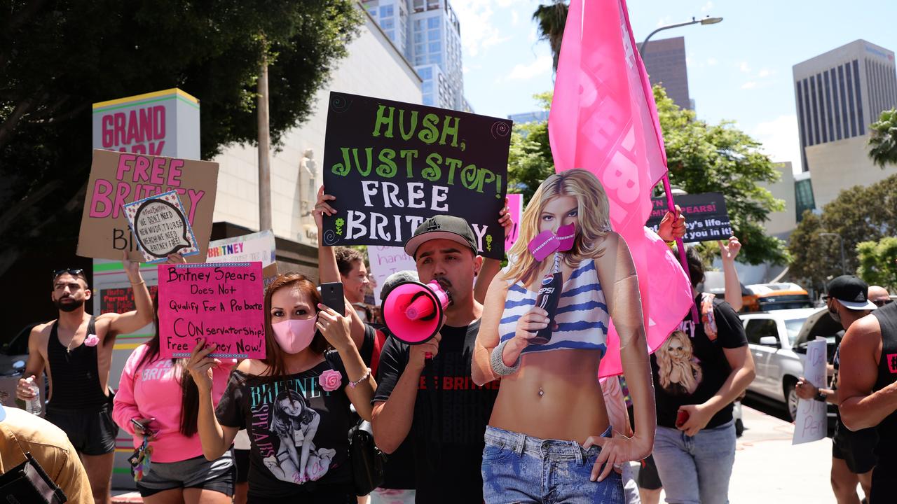 #FreeBritney activists protest during a conservatorship hearing for Britney. Picture: Rich Fury/Getty Images