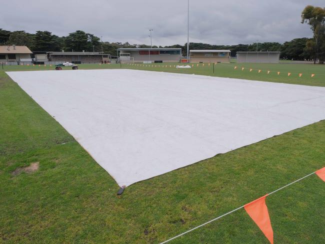 GCA1 cricket: Lara v Grovedale.GCA1 washout the ground at LaraPicture: Mark Wilson