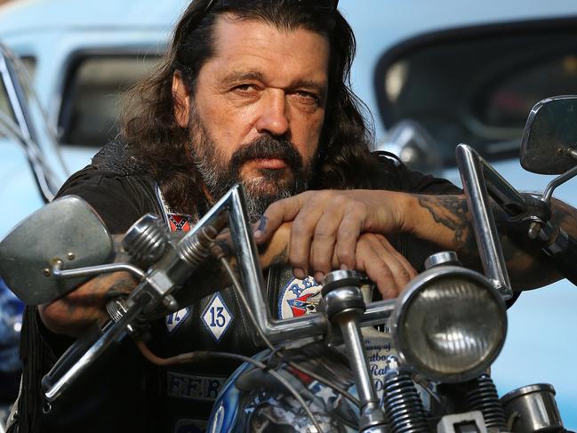 4/4/2016: United Motorcycle Council Queensland president Michael Kosenko, known as Little Mick, a Rebels MC member, at his home in Warner, Brisbane. Mick reacts to this afternoon's release of the bikie laws report into the contentious VLAD laws. Lyndon Mechielsen/The Australian