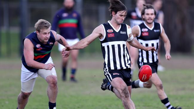 Moonee Valley star Braden Padmore sends his team forward. Picture: Mark Dadswell