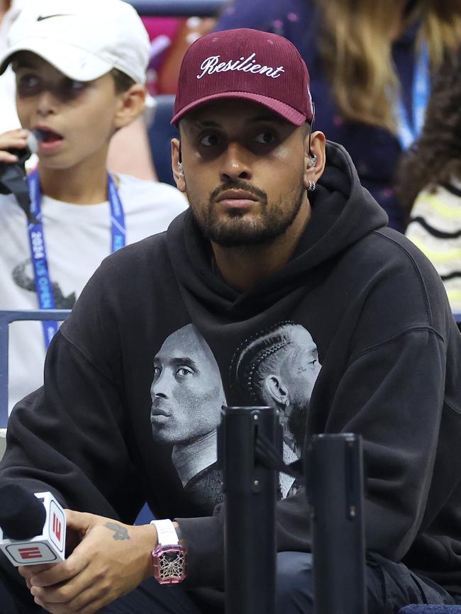 Kyrgios was commentating for ESPN at the US Open. Photo by Sarah Stier/Getty Images