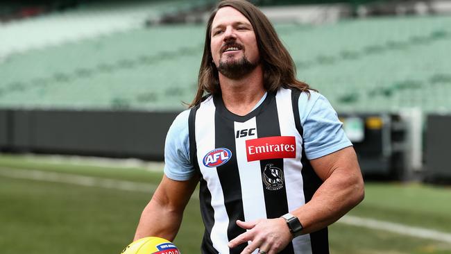 AJ Styles will be hoping his MCG experience goes better than the last competitors to don a Collingwood jumper. Picture: Robert Prezioso, Getty Images.