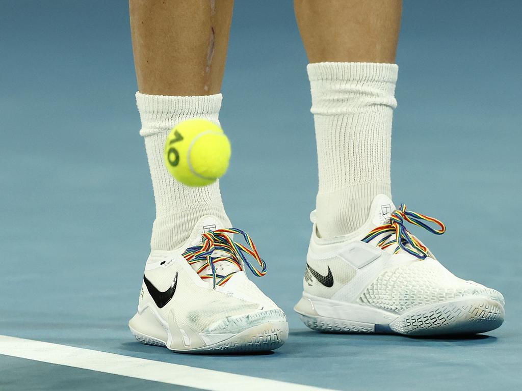 Liam Broady of Great Britain has revealed why he sported rainbow shoe laces in his match against Nick Kyrgios. Picture: Getty Images
