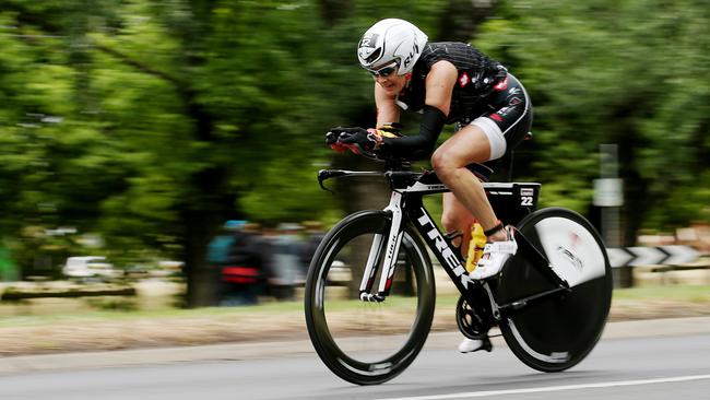 Ironman Ballarat 70.3, Victoria. Womens Winner Melanie McQuaid. (Colleen Petch)