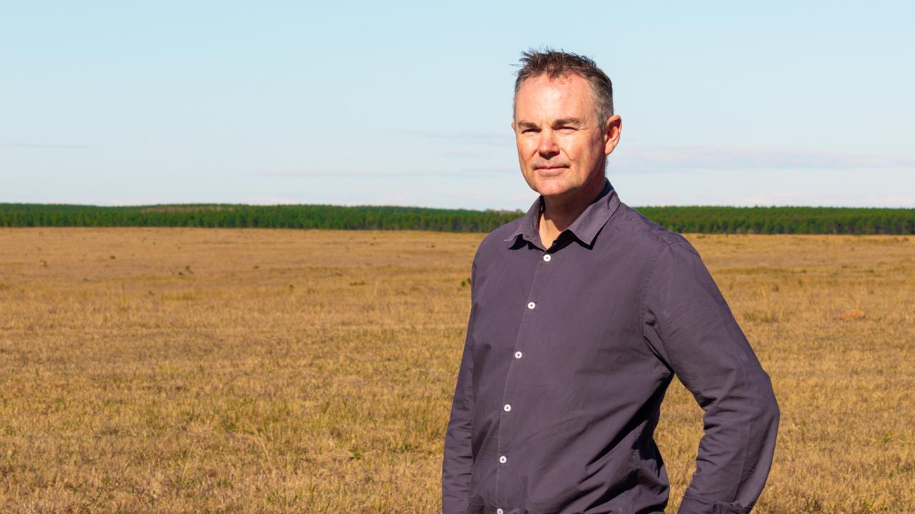 Stockland senior environment and community development manager Mark Stephens at the site of the former cleared pine plantation which is being proposed for Aura South. Picture: Michael Hatcher.