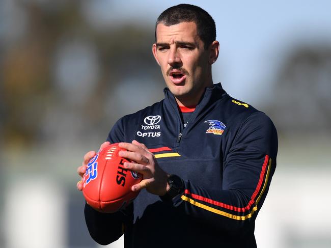 BALLARAT, AUSTRALIA - JULY 31: Taylor Walker of the Crows warms up ahead of the round 19 AFL match between Western Bulldogs and Adelaide Crows at Mars Stadium on July 31, 2021 in Ballarat, Australia. (Photo by Morgan Hancock/Getty Images)