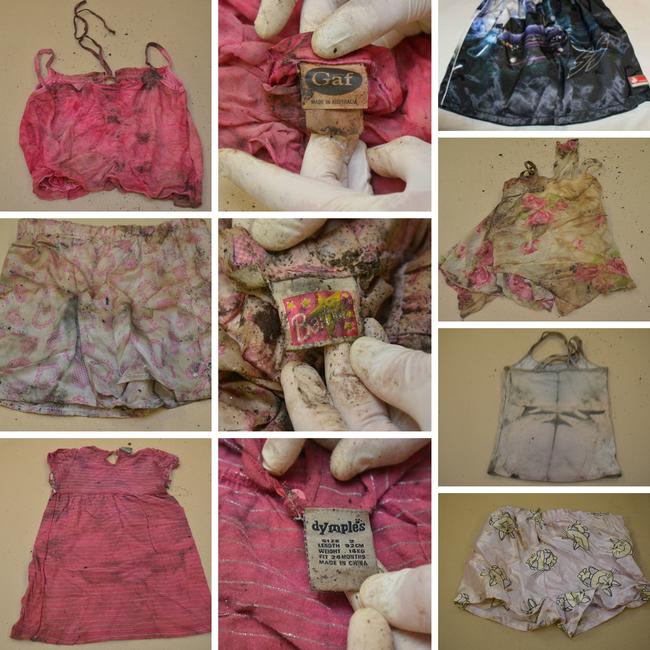 Clothing found in the suitcase with Khandalyce’s remains. Picture: SAPOL