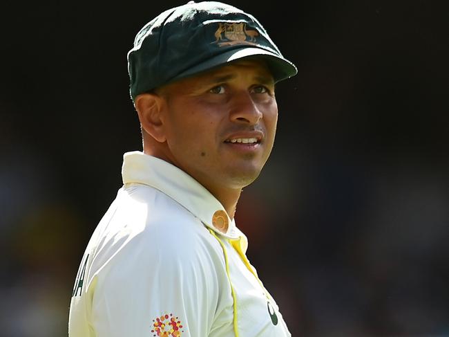 BRISBANE, AUSTRALIA - DECEMBER 18: Usman Khawaja of Australia looks on during day two of the First Test match between Australia and South Africa at The Gabba on December 18, 2022 in Brisbane, Australia. (Photo by Albert Perez/Getty Images)