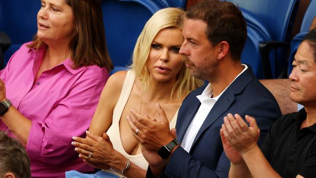 Sophie Monk watches on Rod Laver Arena. Picture: Mark Stewart.