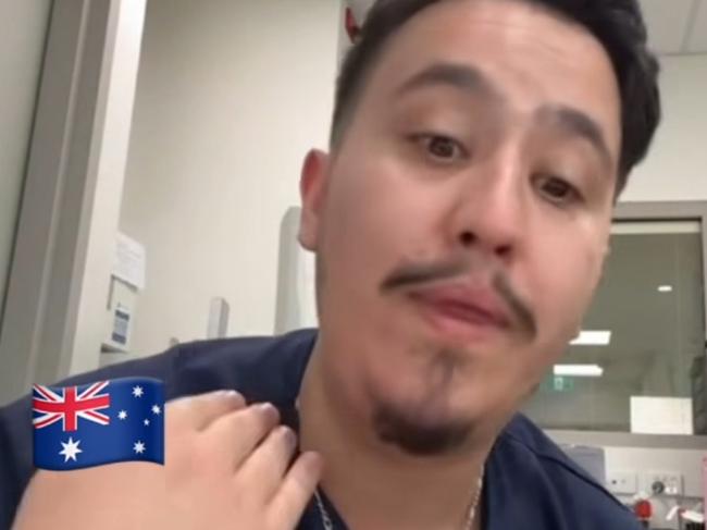 NSW government officials are investigating after nurses at Bankstown Hospital, Rashad Nadir and Sarah Abu Lebdeh, wearing their NSW Health uniforms were filmed declaring they refuse to treat Israeli people and would "kill them" if they present to their ward. Picture: NewsWire Handout