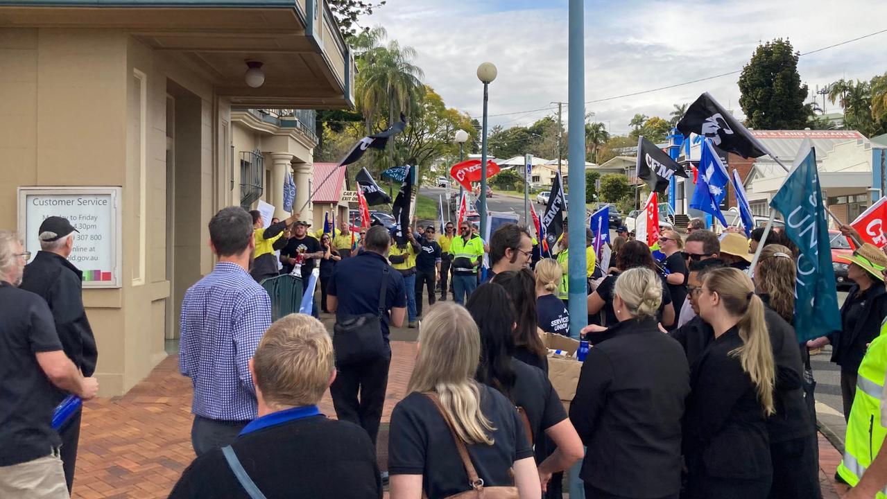 AWU secretary Stacey Schinnerl criticised suggestions the protesters were led by people from outside the region, saying Mayor Glen Hartwig should himself confirm whether senior staff live outside Gympie.