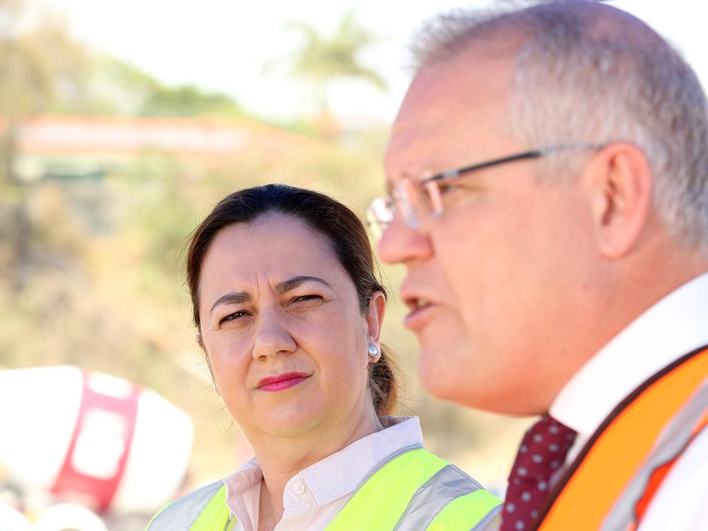 Queensland Premier Annastacia Palaszczuk and Prime Minister Scott Morrison. Picture: Jono Searle