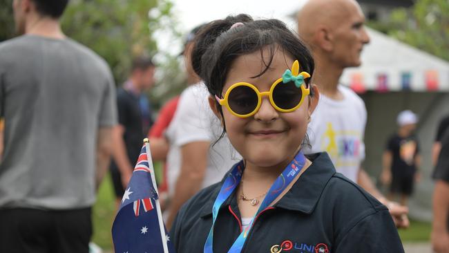 Saanvi Aravinthan at the Australia Day 2023 at Darwin Waterfront celebrations. Picture: (A)manda Parkinson