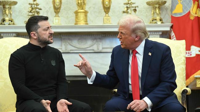 Donald Trump and Volodymyr Zelensky in the Oval Office clash. Picture: AFP