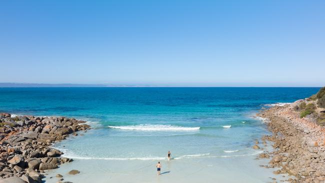 Swimmers at Pink Bay.