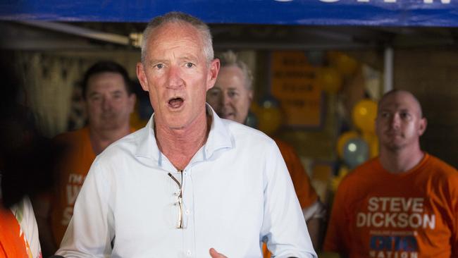 Steve Dickson talks to media at the PHON Election After PArty at Buderim. Photo Lachie Millard