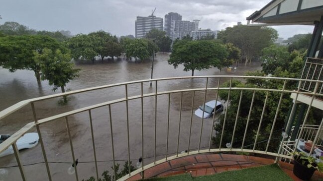 Street were flooded in East Brisbane on Sunday. Picture: Supplied / X