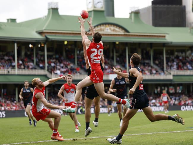When the Swans slow down the tempo of the game, they are a far more potent side in 2025. Picture: Darrian Traynor/AFL Photos/via Getty Images