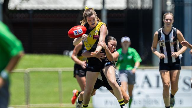 Breanna Pratt as the Nightcliff Tigers took on the Palmerston Magpies in the 2024-25 NTFL women's semi-final. Picture: Pema Tamang Pakhrin
