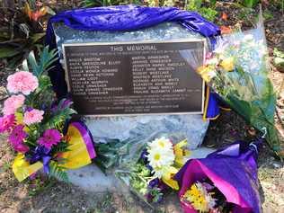 A Pacific Highway roadside plaque marks where the Cowper Bus crash occurred on October 20, 1989. . Picture: Adam Hourigan