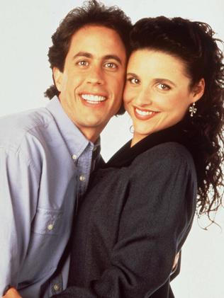 Julia Louis-Dreyfus, pictured with Jerry Seinfeld, in her star-making role as Elaine Benes. Picture: Supplied